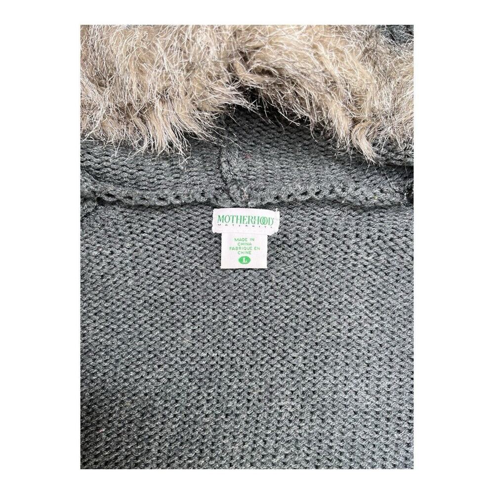Motherhood Maternity Gray and Red Hooded Fair Isle Knit Sweater - Picture 7 of 12